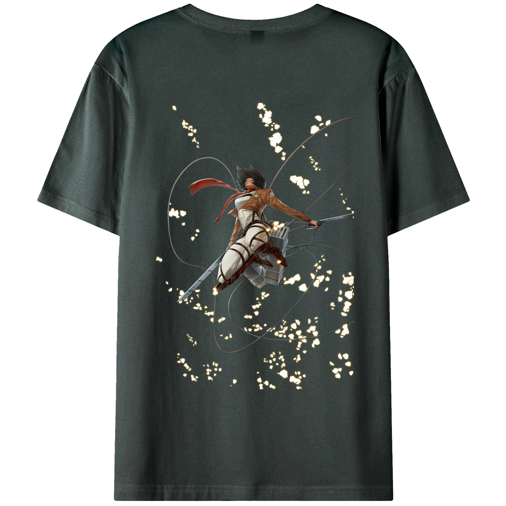 （画像用） 進撃の巨人 ミカサ·アッカーマン Attack on Titan Mikasa Ackerman 綿100％ メンズ半袖Tシャツ（バックプリント） 通気性